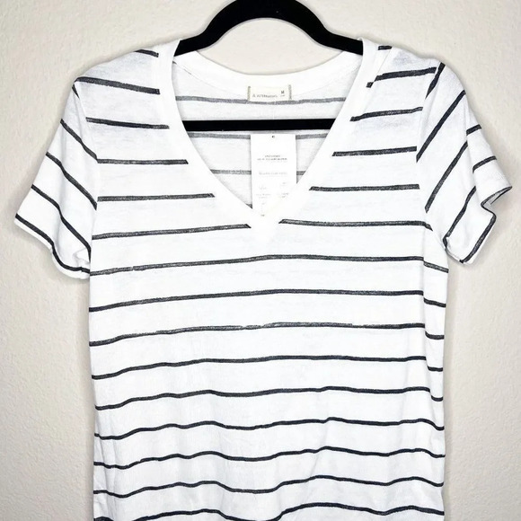 Alternative Women Black/White Apparel Eco-Jersey Striped T-Shirt V-Neck Sz M NWT - Picture 4 of 6